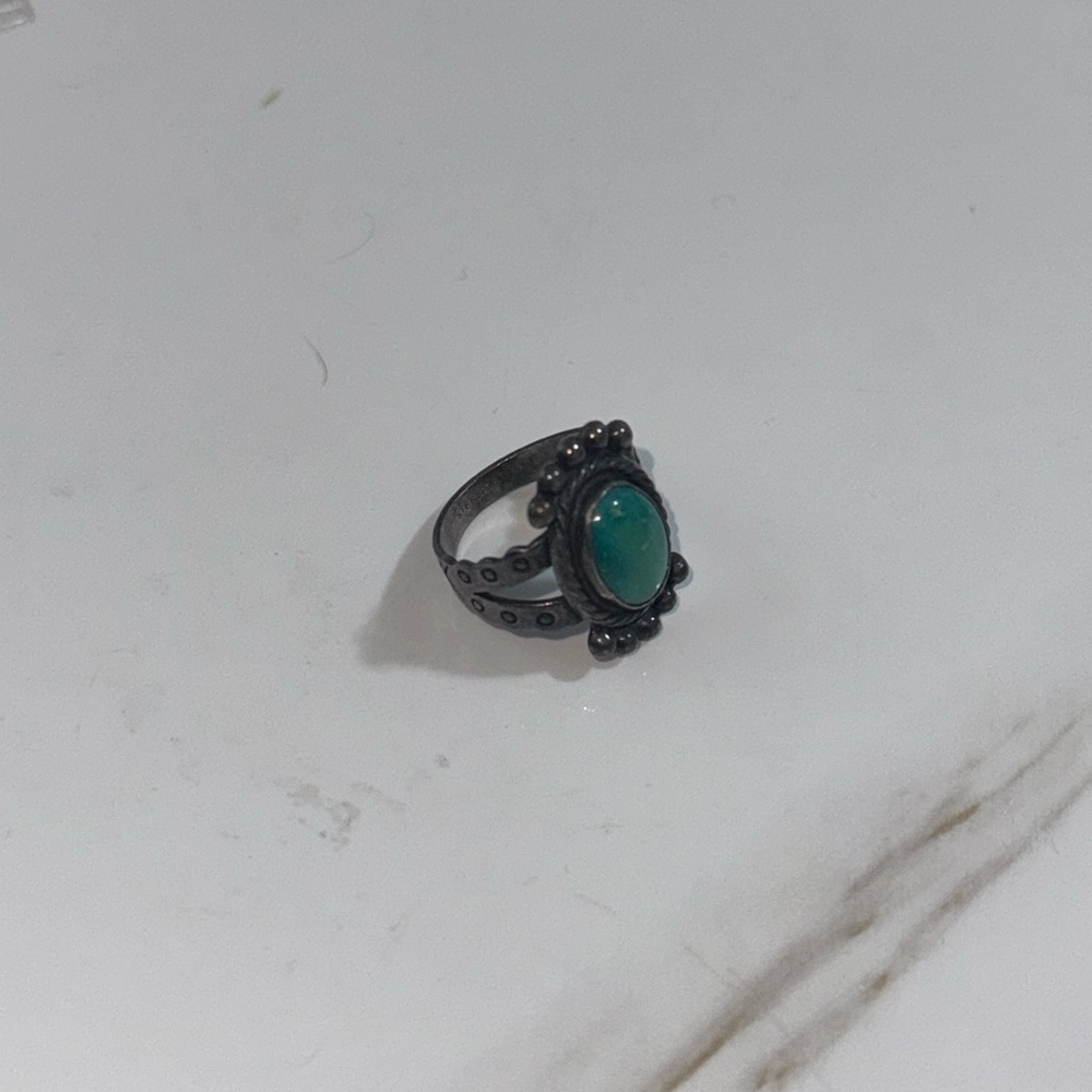Vintage Navajo Green Turquoise Sterling Silver Stamped